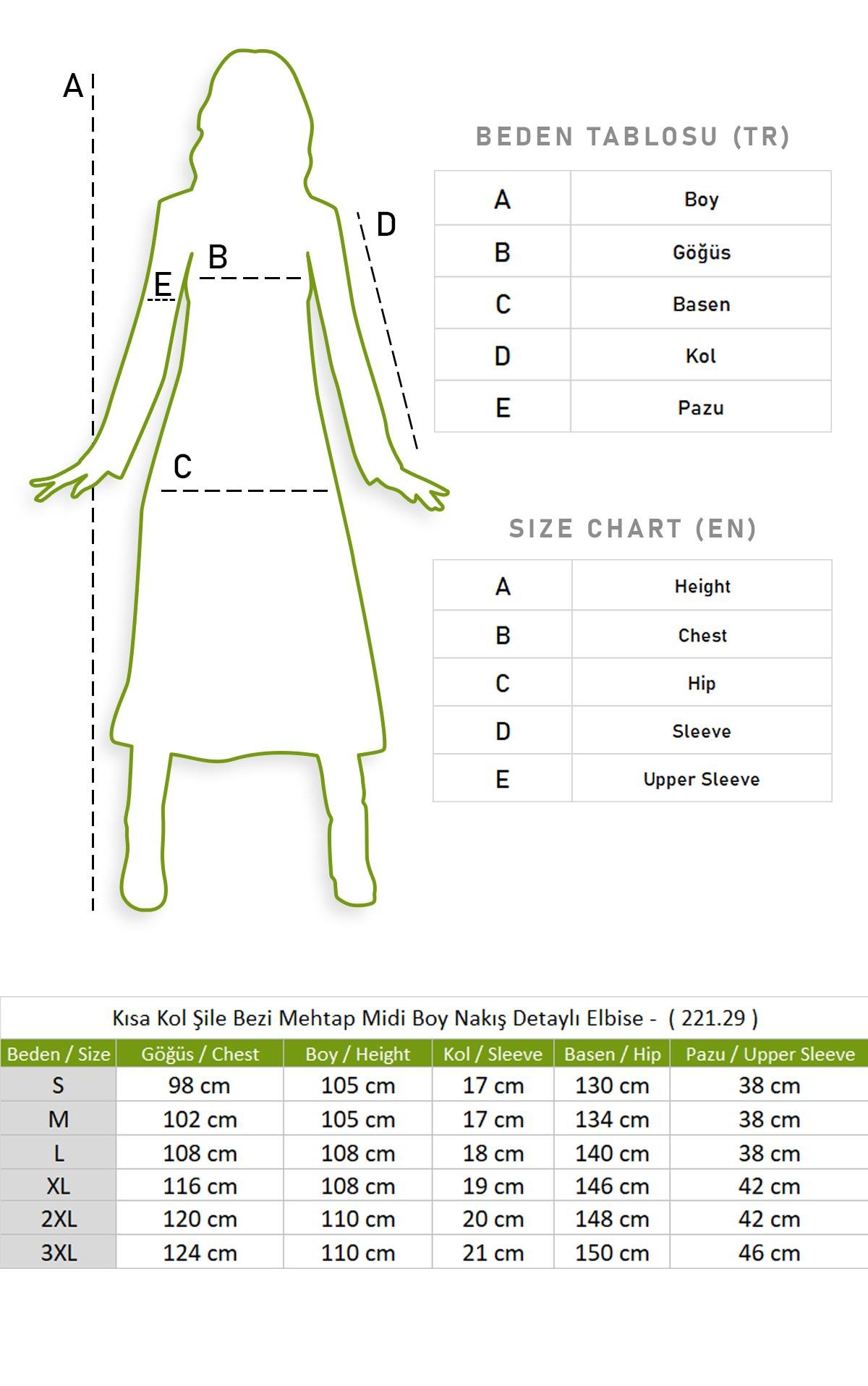 Short Sleeve Şile Cloth Mehtap Midi Length Dress with Embroidery Detail Petrol