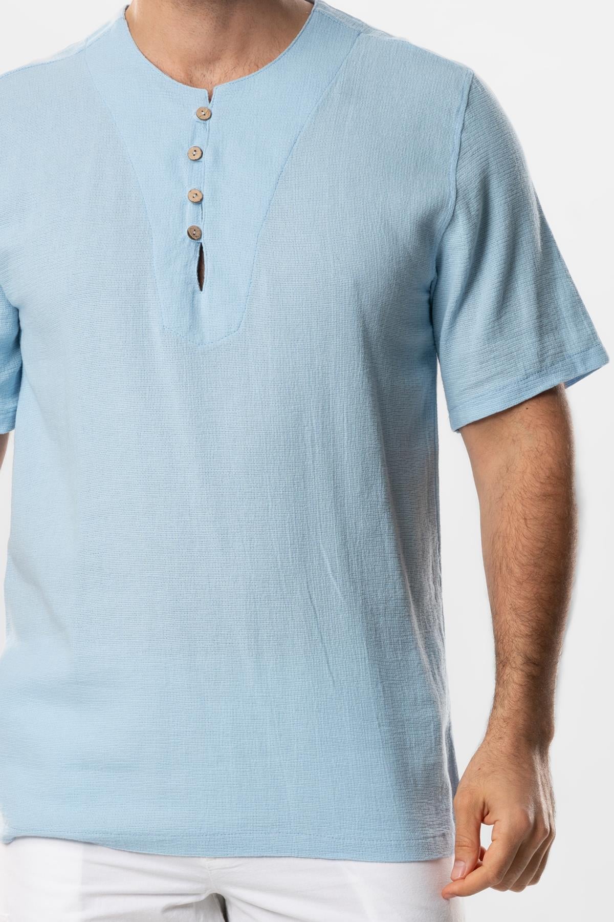 Short Sleeve Violet Halikarnas Men's Summer Tshirt Ice Blue