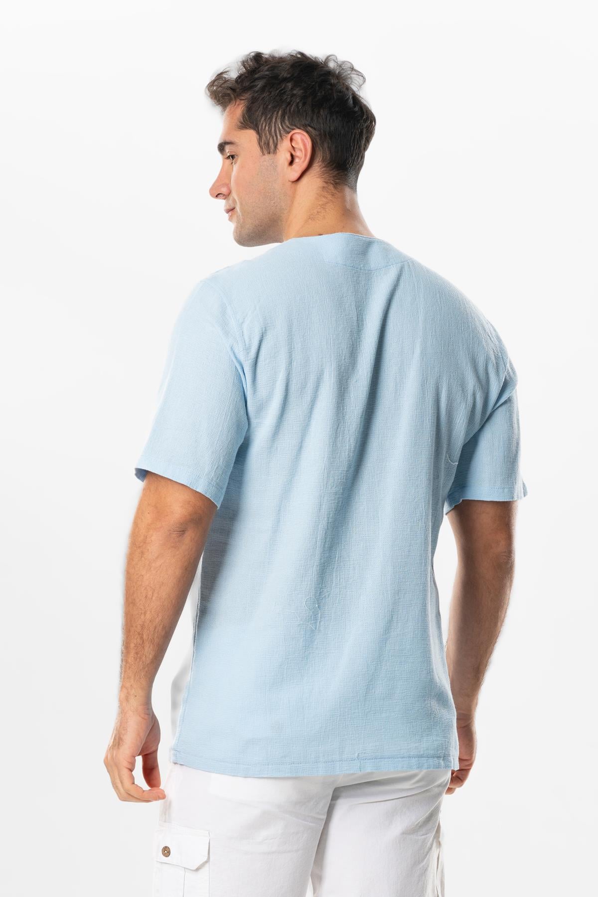 Short Sleeve Violet Halikarnas Men's Summer Tshirt Ice Blue