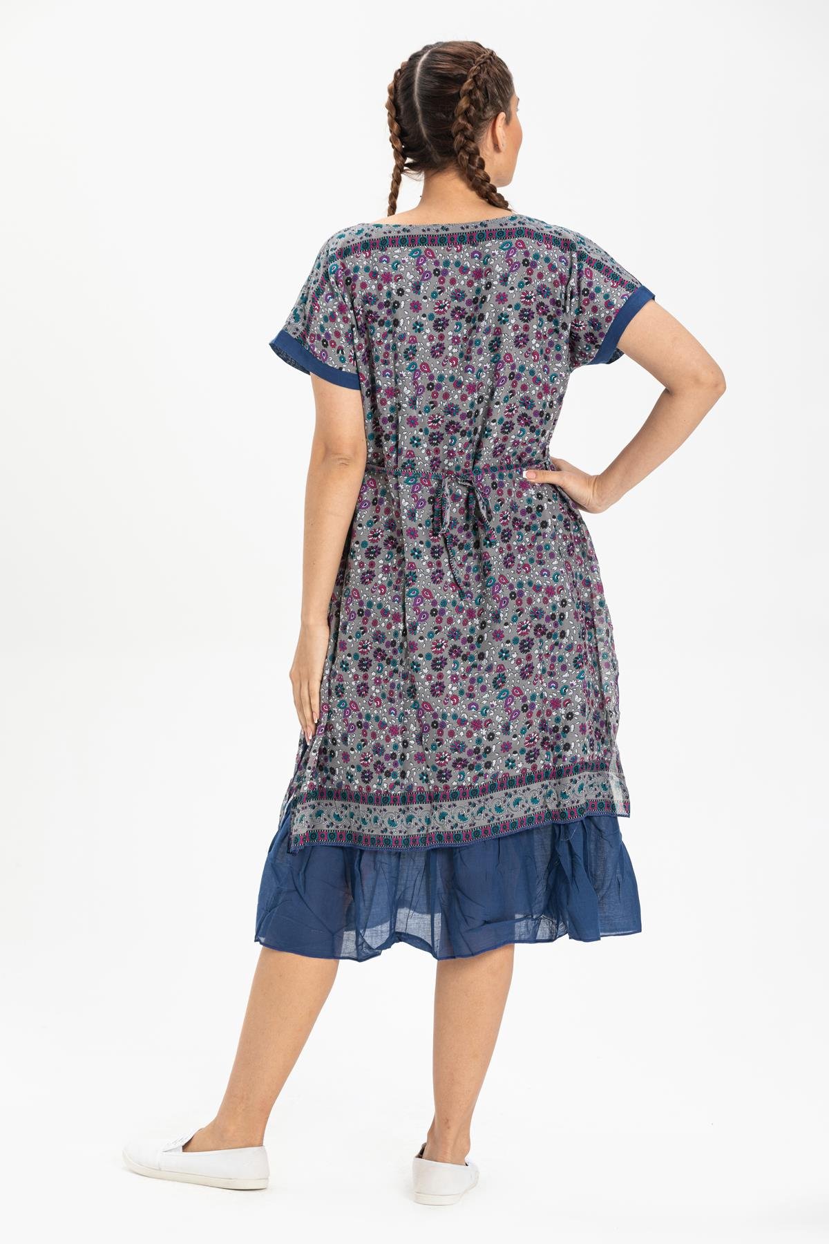 Short Sleeve Voile Defne Midi Length Dress Purple