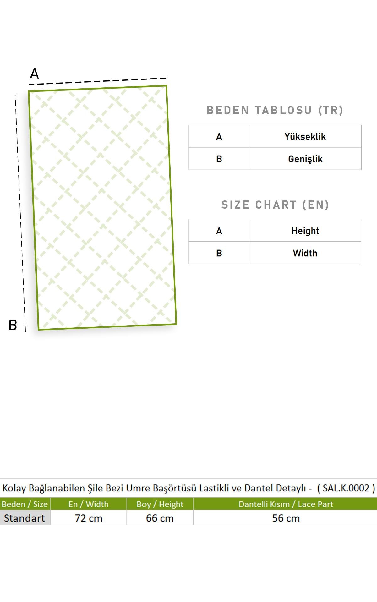 Kolay Bağlanabilen Şile Bezi Umre Başörtüsü Lastikli ve Dantel Detaylı Siyah Syh