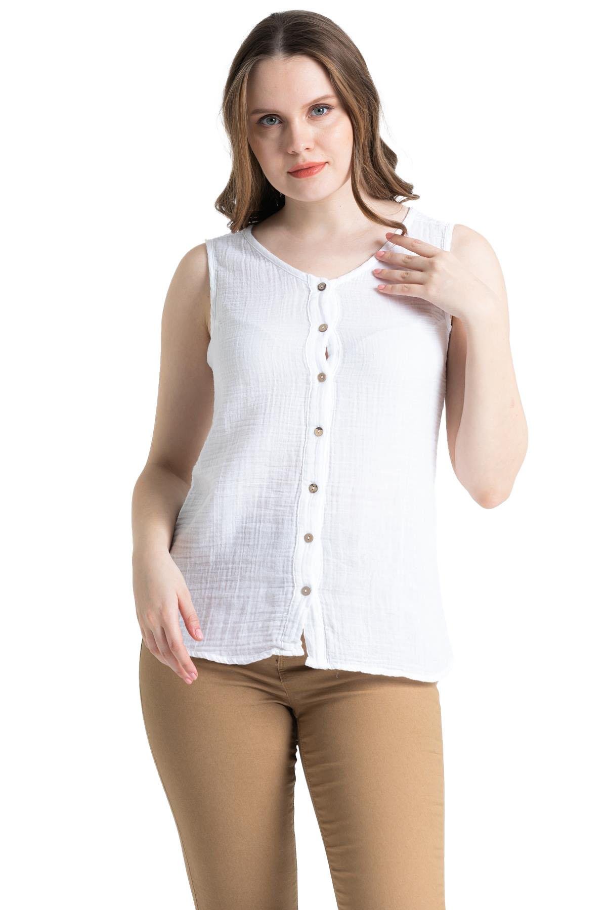 Kolsuz Müslin Melis Bluz Beyaz Byz