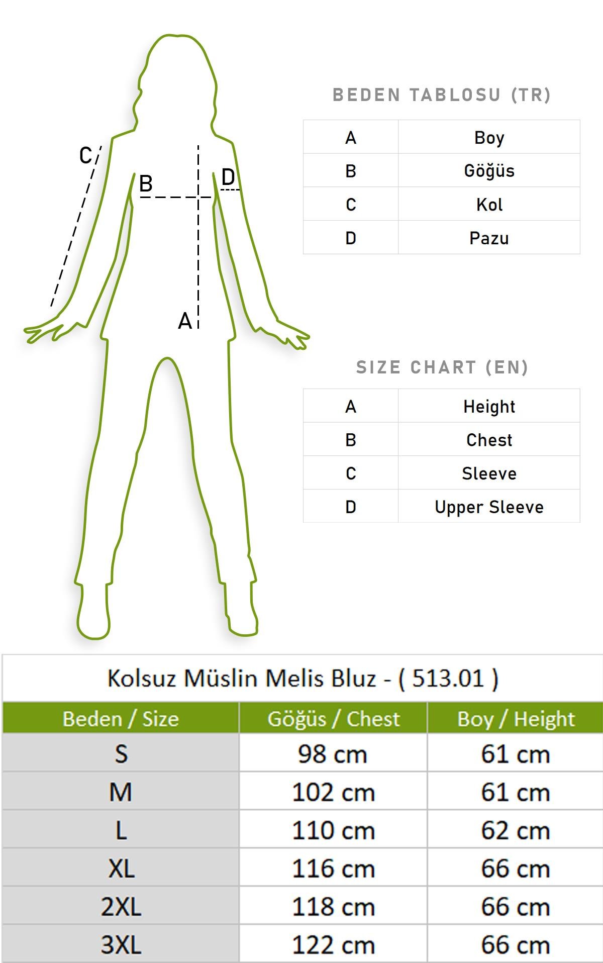Kolsuz Müslin Melis Bluz Beyaz Byz