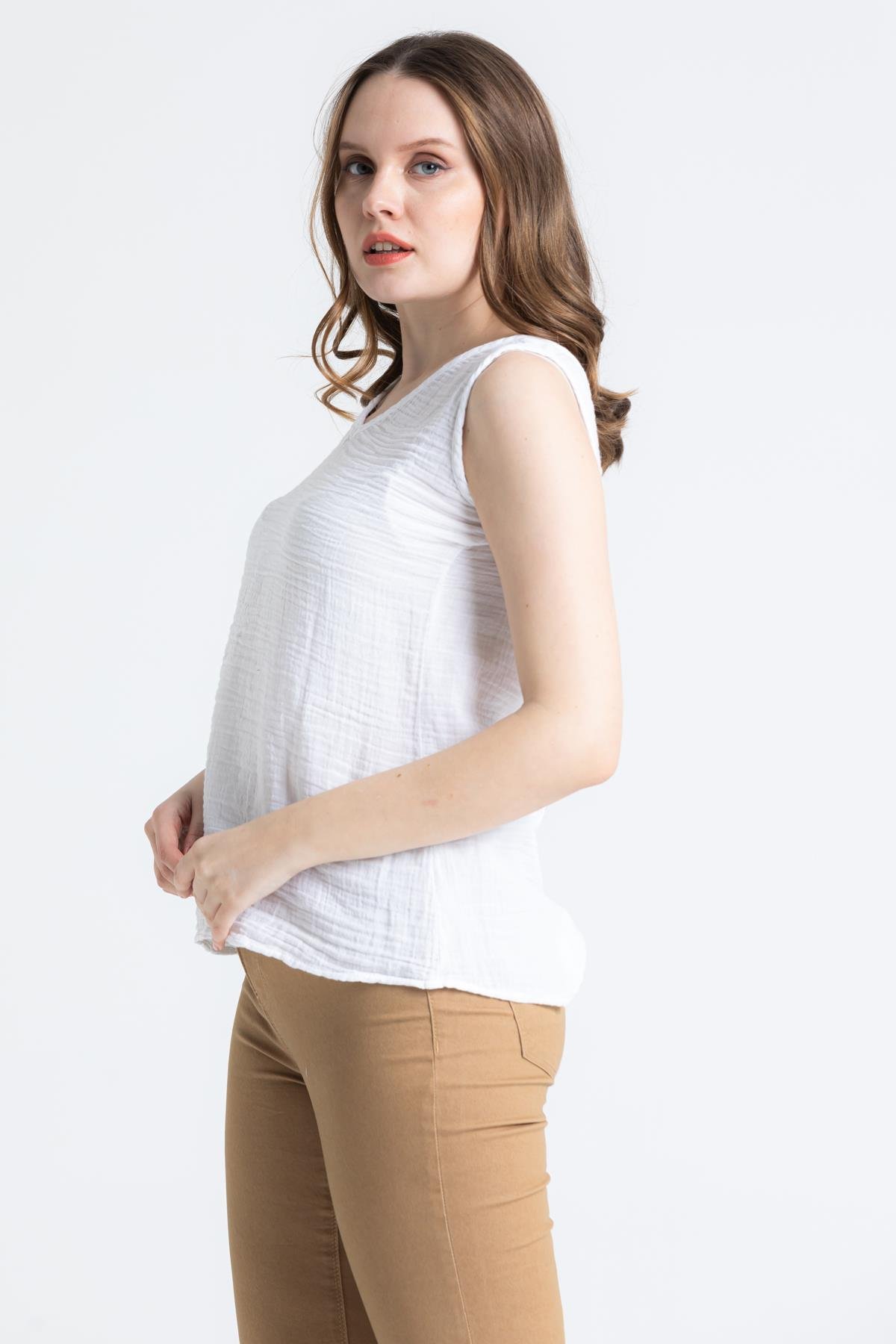 Kolsuz Müslin Melis Bluz Beyaz Byz