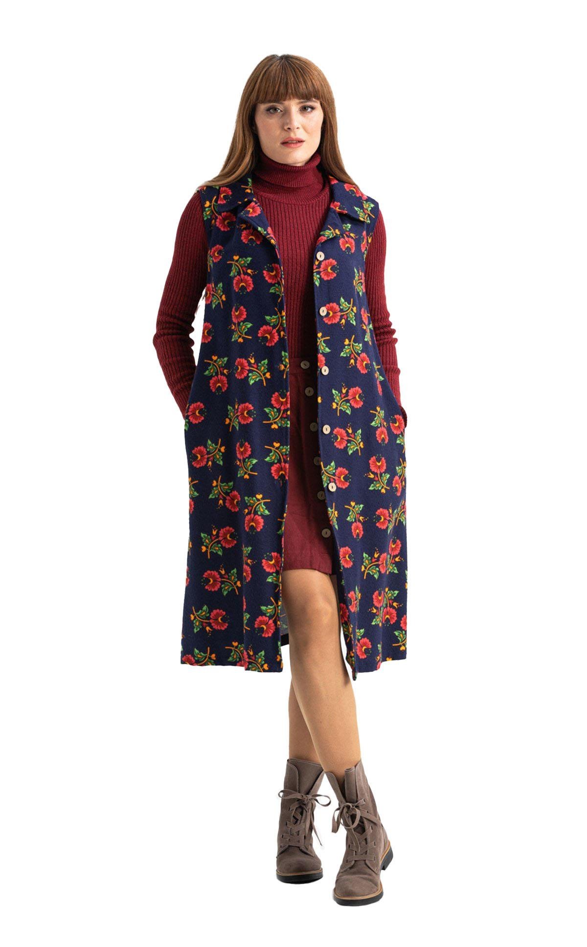 Kolsuz Pazen Esra Midi Boy Sonbahar ve Kışlık Yelek/Elbise Lacivert Lcvt