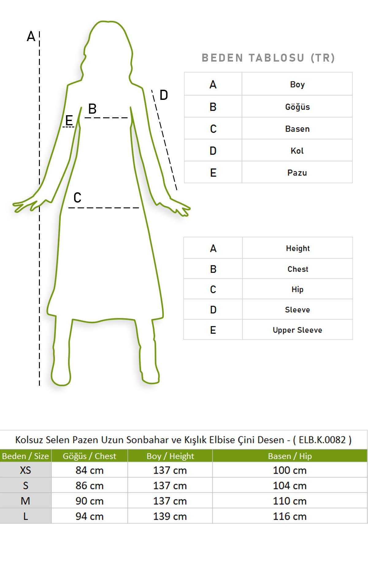 Kolsuz Selen Pazen Uzun Sonbahar ve Kışlık Elbise Çini Desen Siyah Syh