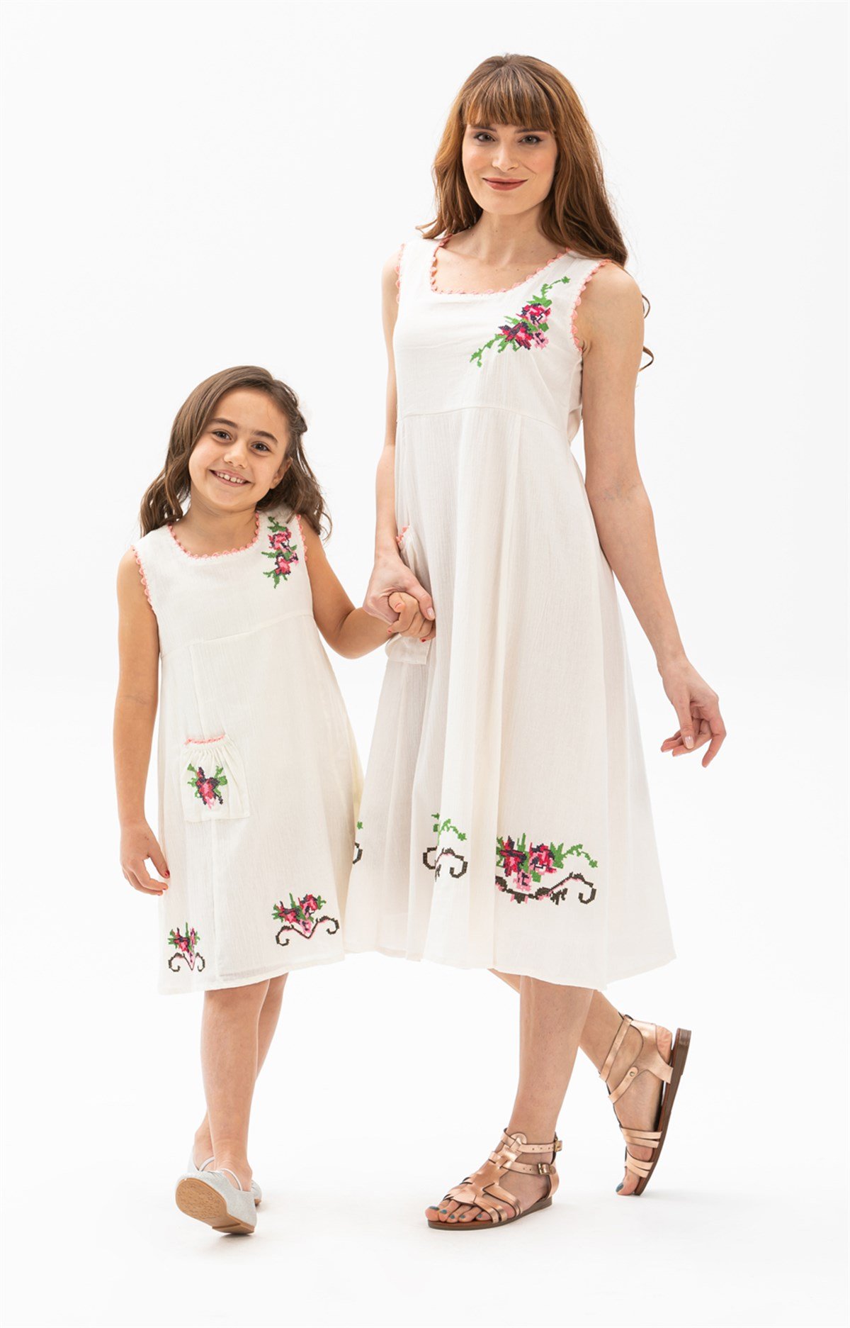 Kolsuz Şile Bezi Burçak Midi Boy Elbise Krem