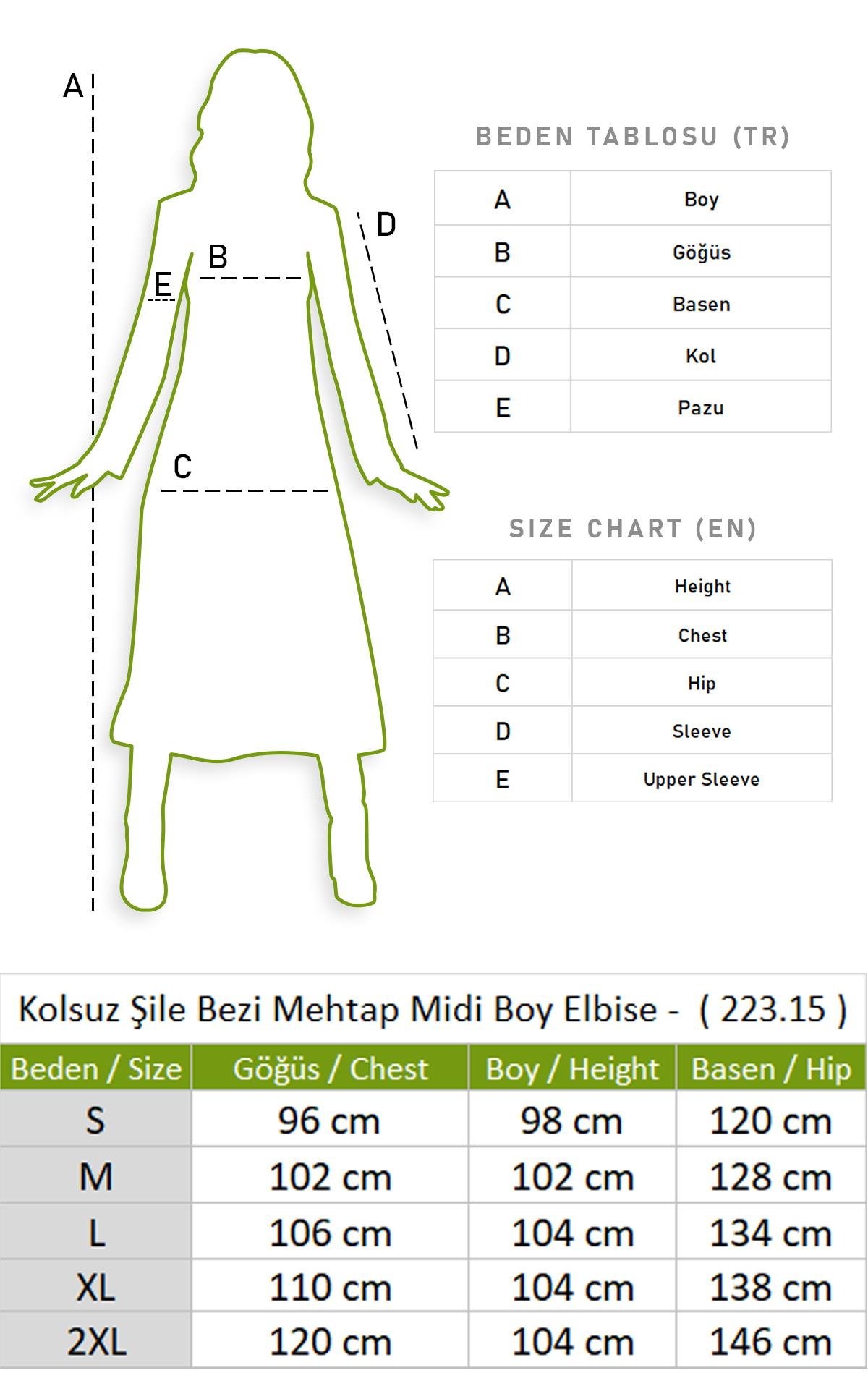 Kolsuz Şile Bezi Mehtap Midi Boy Elbise Siyah Syh