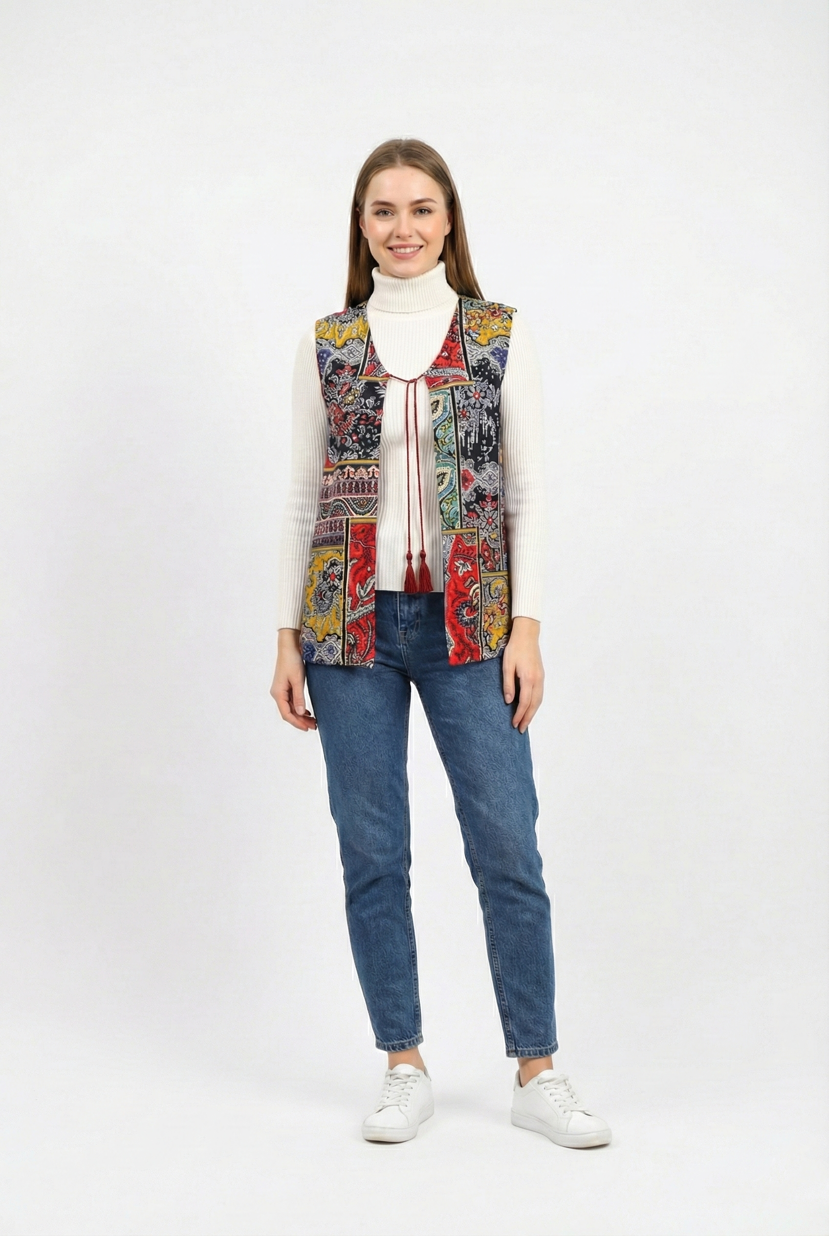 Kolsuz Tuğba Çift Taraflı Otantik Kısa Pazen Kışlık Yelek Bordo Brd