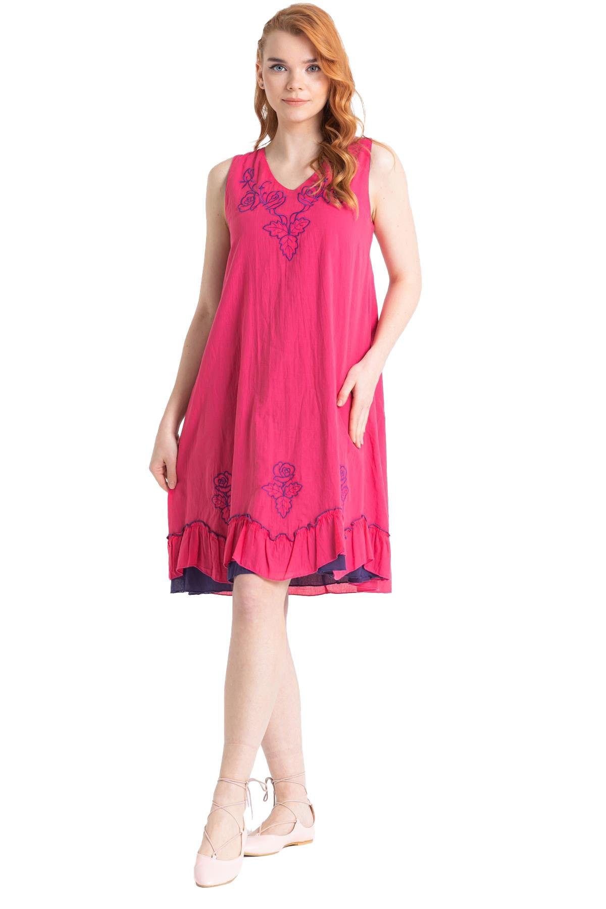 Sleeveless Voile Jülide Midi Length Dress Pink