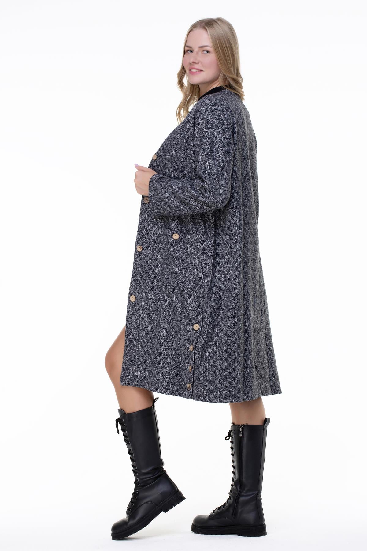 Korean İnterlock Long Jacket Gray