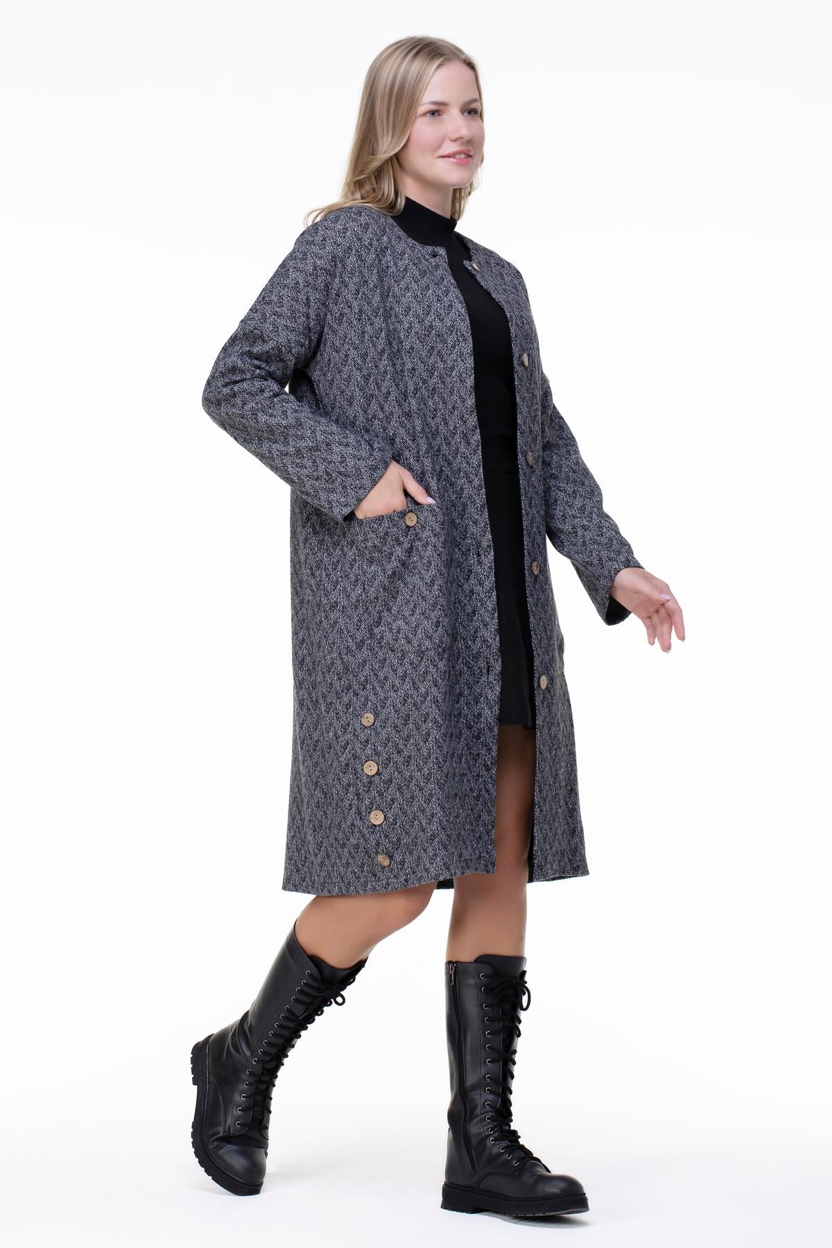 Korean İnterlock Long Jacket Gray