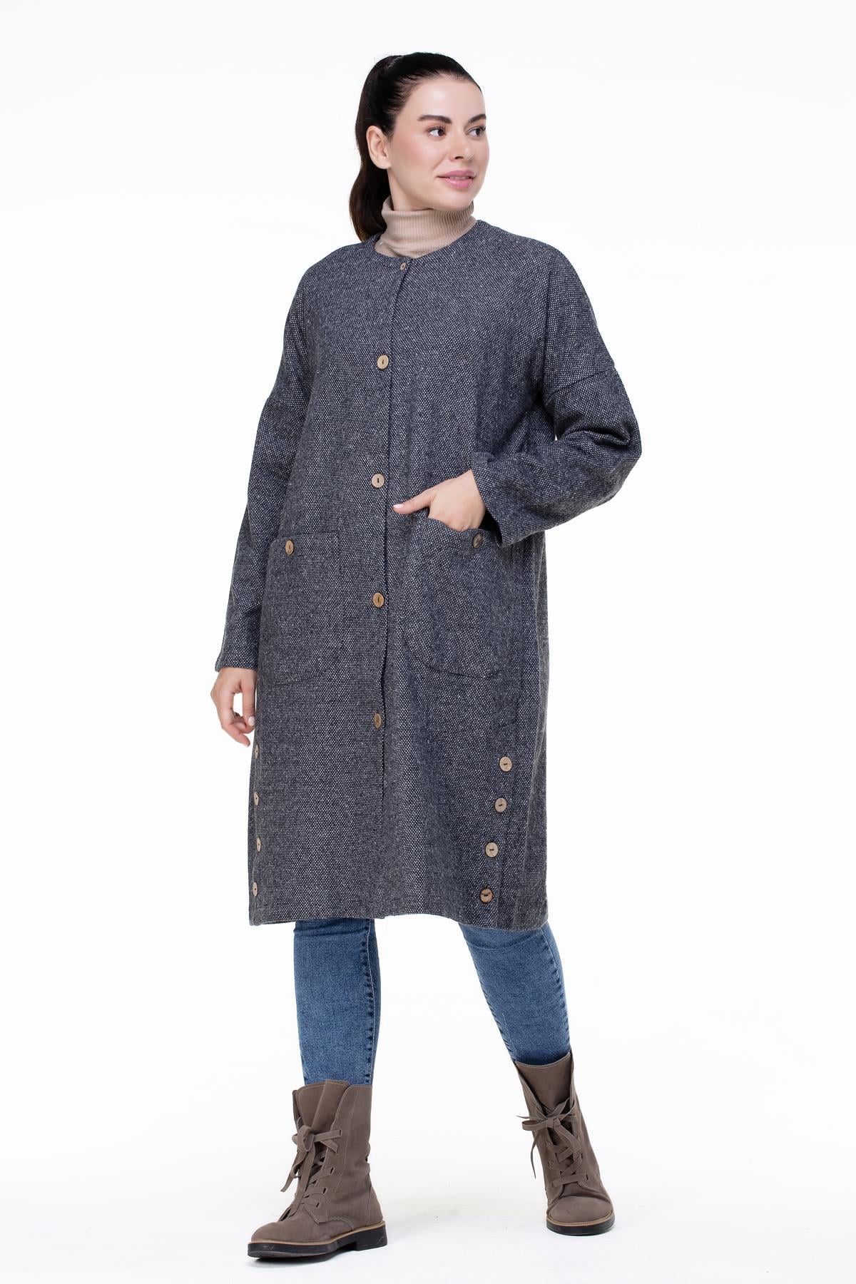 Kore İnterlog Long Vest Kar Pattern Gray