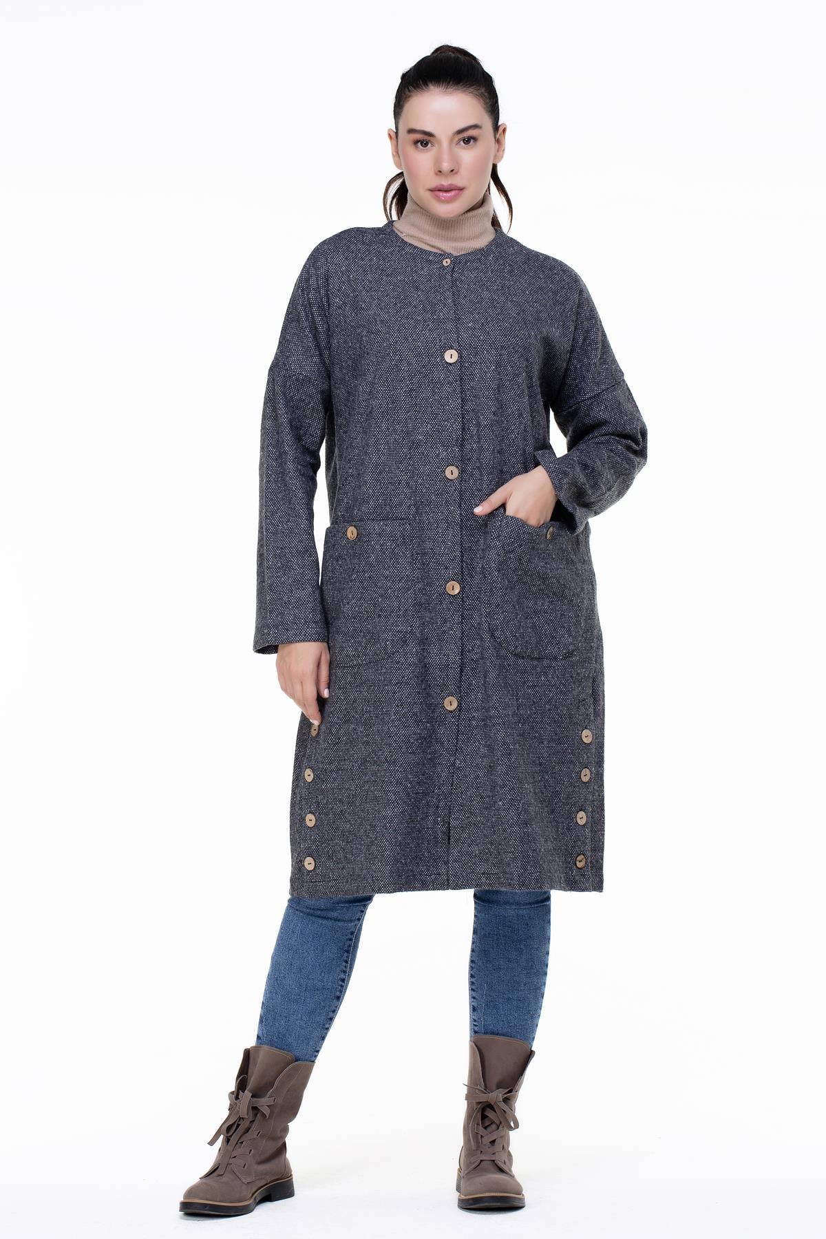 Kore İnterlog Long Vest Kar Pattern Gray