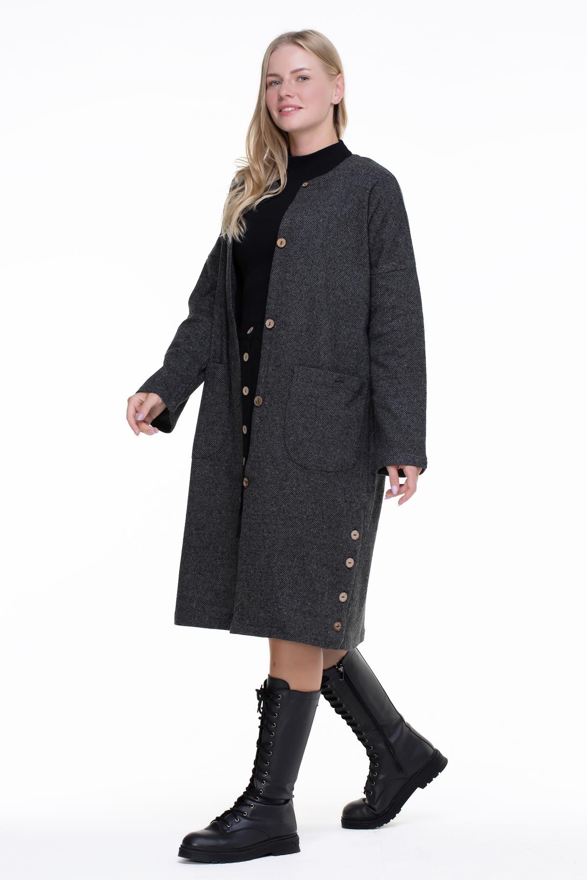Kore İnterlog Long Vest Kar Pattern Khaki