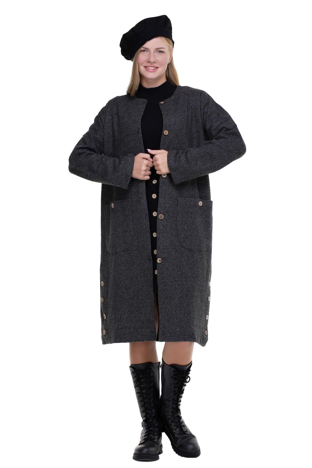 Kore İnterlog Long Vest Kar Pattern Khaki