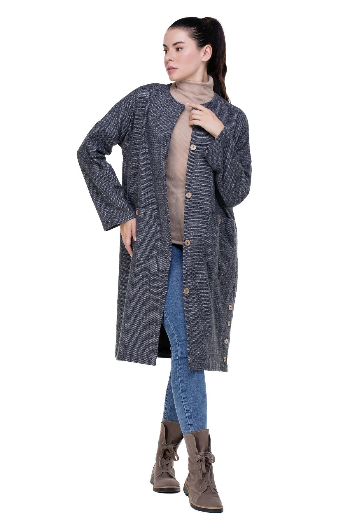 Kore İnterlog Long Vest Kar Pattern Gray