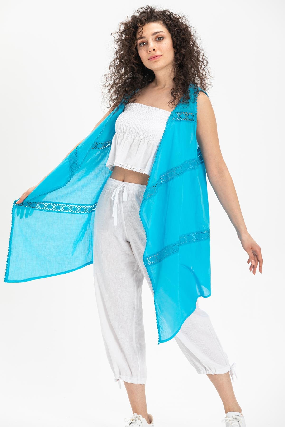 Kumsal Voile Vest Turquoise