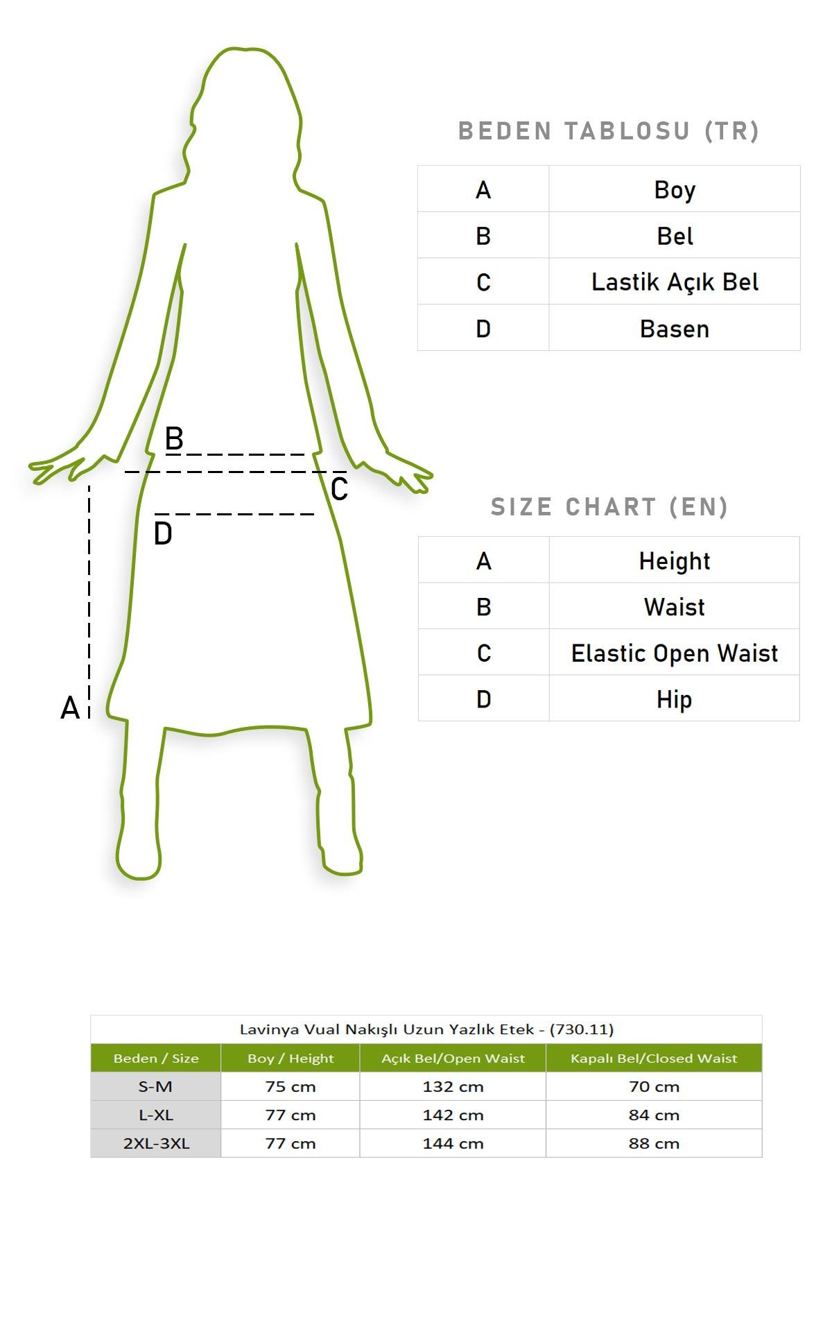 Lavinya Vual Nakışlı Uzun Yazlık Etek Fıstık Yeşili fysl