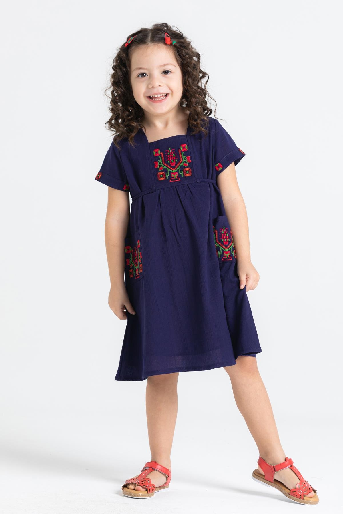 Melek Şile Bezi Çocuk Elbise Lacivert Lcvt