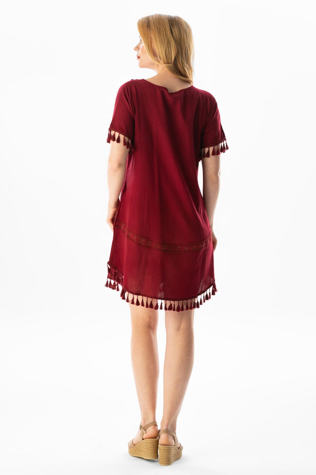 Meltem Şile Bezi Yazlık Tunik Bordo Brd
