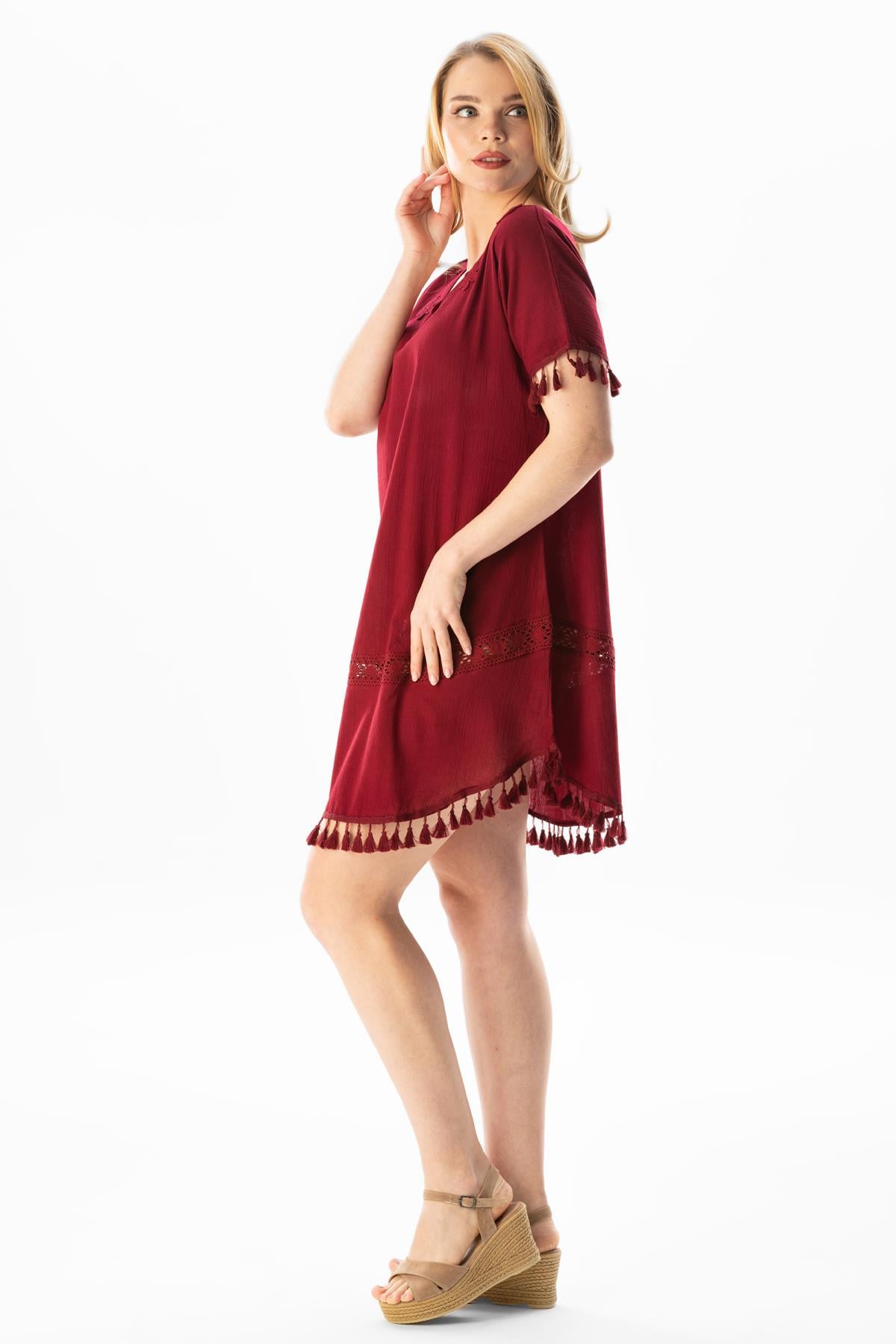 Meltem Şile Bezi Yazlık Tunik Bordo Brd