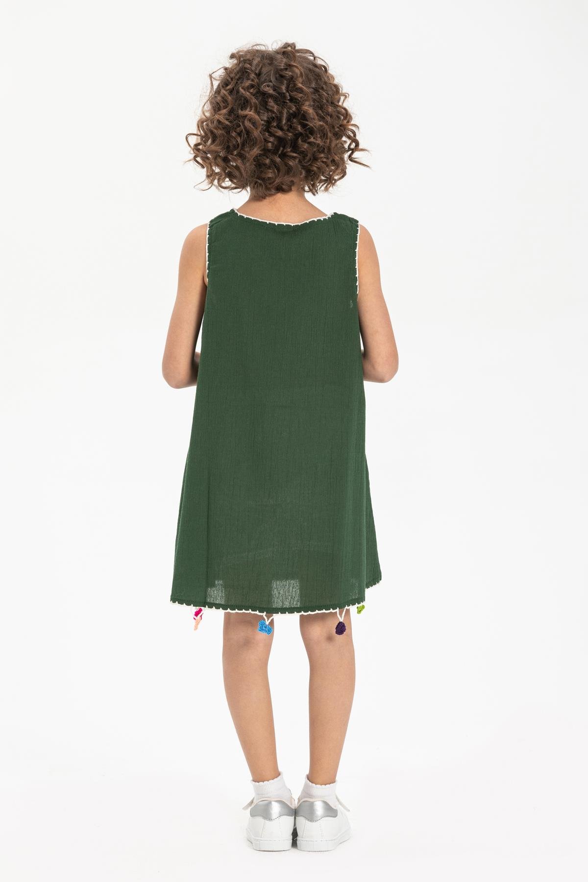 Mine Şile Bezi Çocuk Elbise Yeşil Ysl