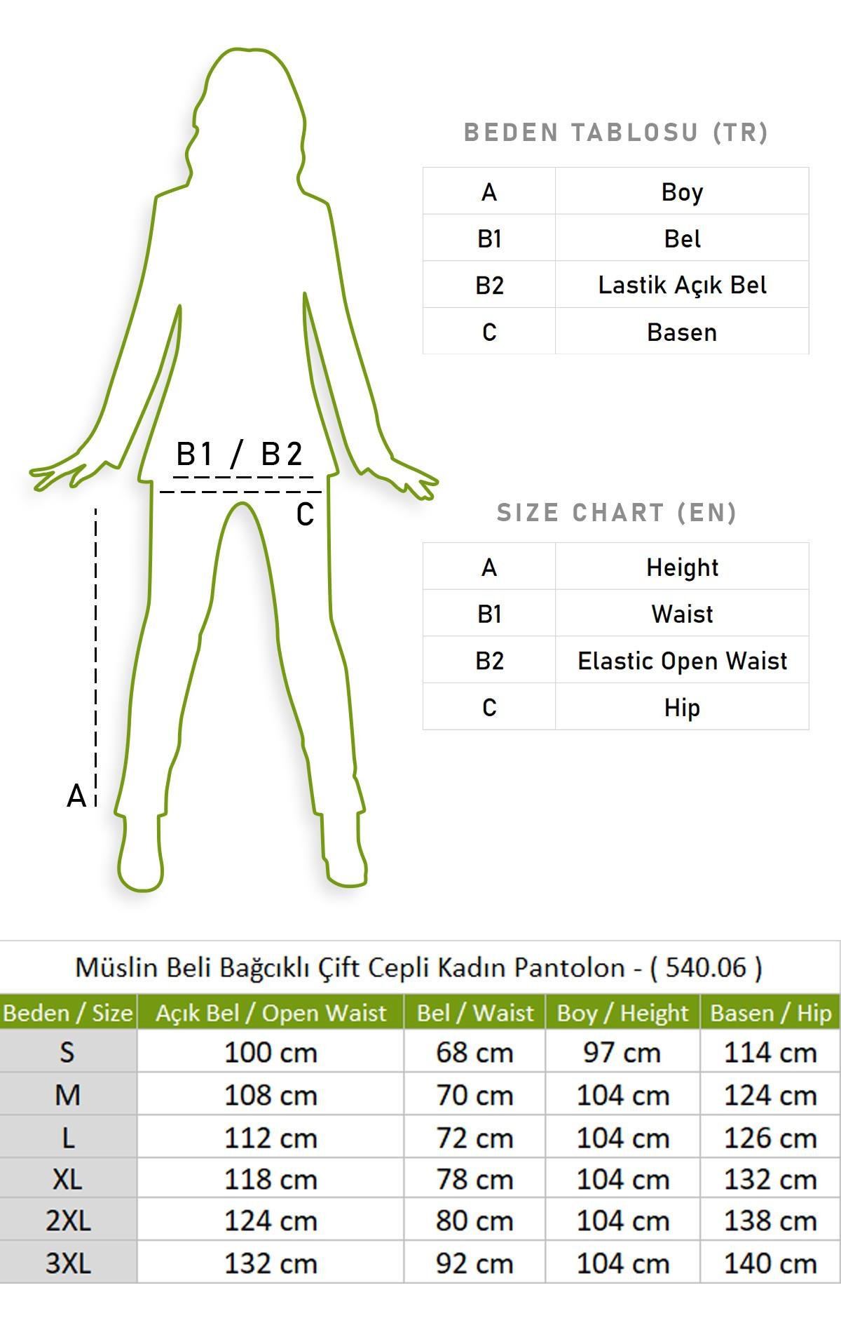 Müslin Beli Bağcıklı Çift Cepli Kadın Pantolon Beyaz Byz