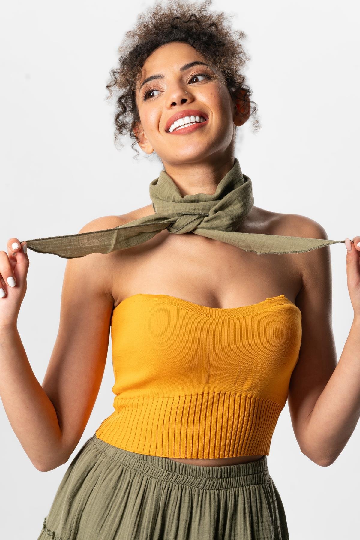 Müslin Fular Haki Hk