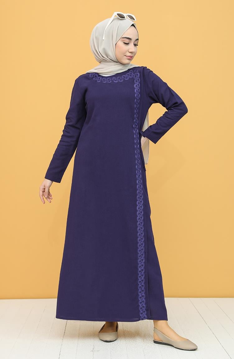 Nakışlı Şile Bezi Ferace Mor Mor