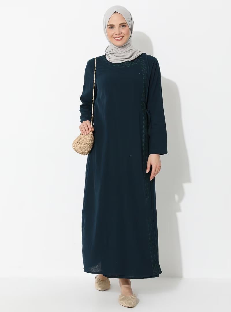 Nakışlı Şile Bezi Ferace Petrol Ptrl