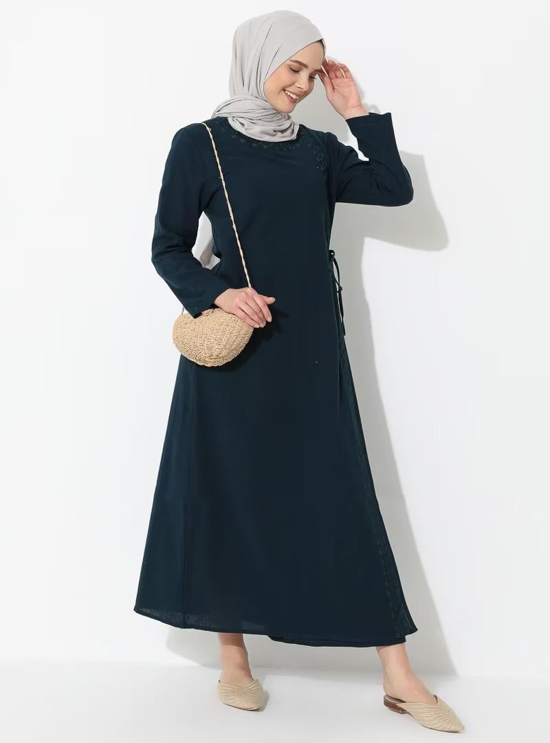 Nakışlı Şile Bezi Ferace Petrol Ptrl