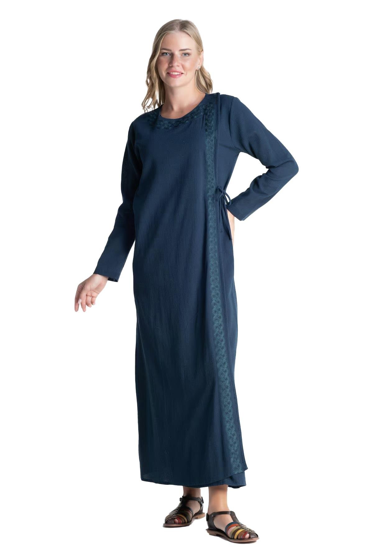 Nakışlı Şile Bezi Ferace Petrol Ptrl