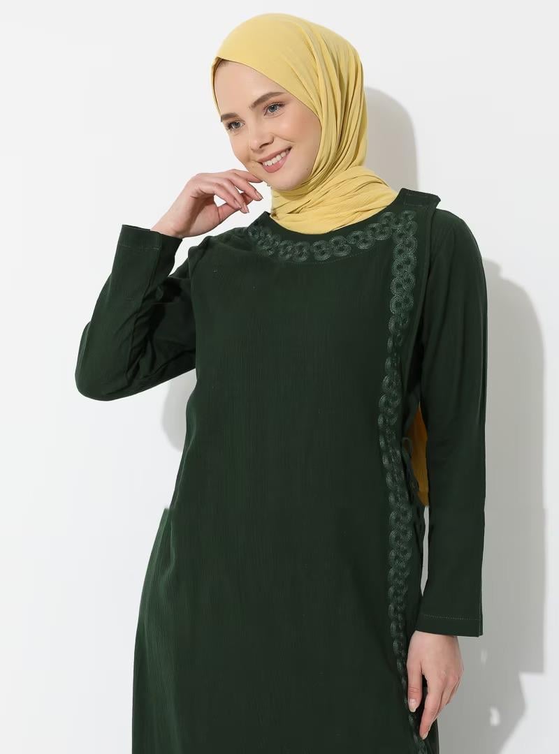 Nakışlı Şile Bezi Ferace Yeşil Ysl