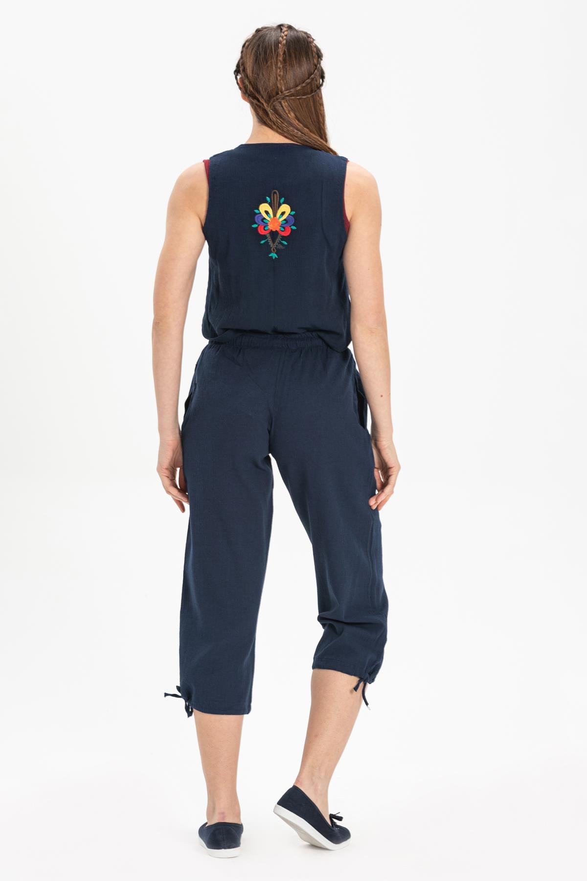 Embroidered Şile Fabric Navy Blue
