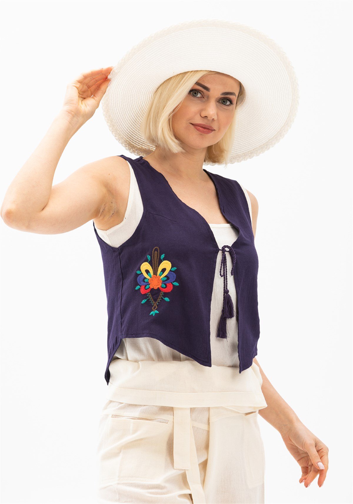 Embroidered Vest Purple