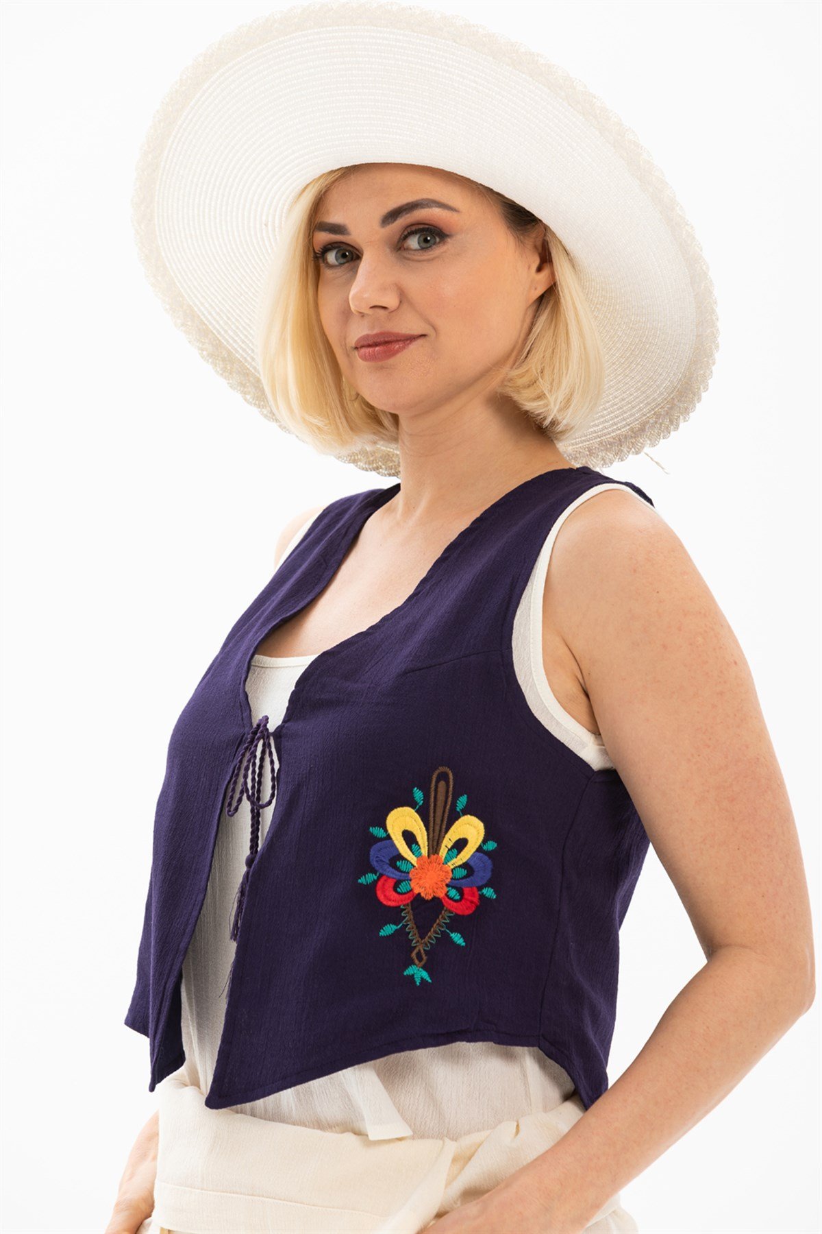 Embroidered Vest Purple