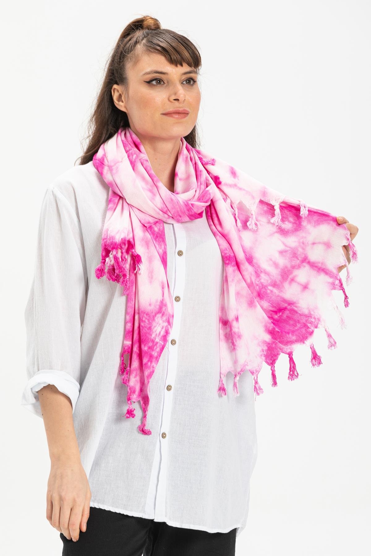 Cotton Batik Shawl Pistachio Pink