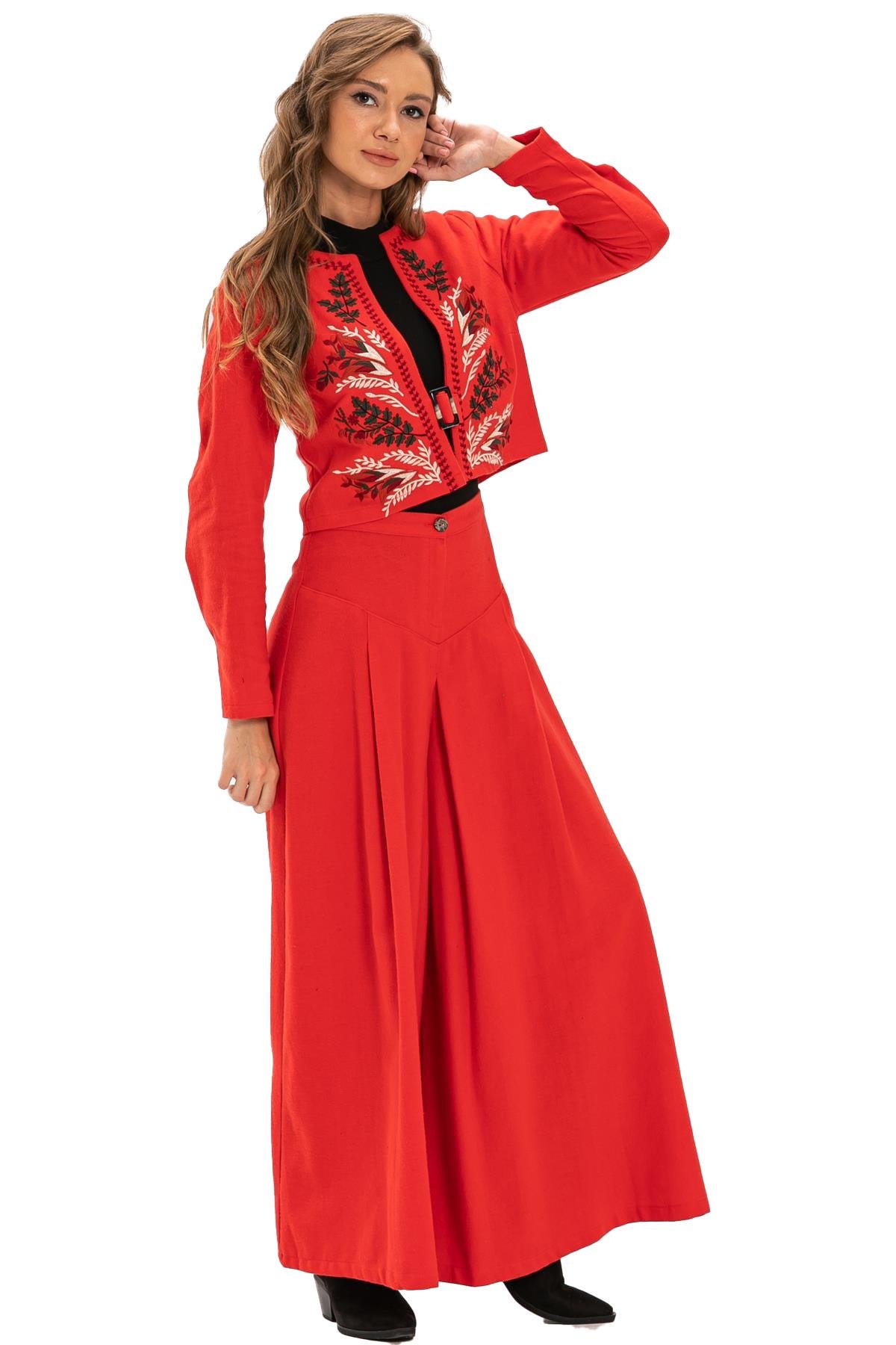 Pileli Flannel Trousers Skirt Red