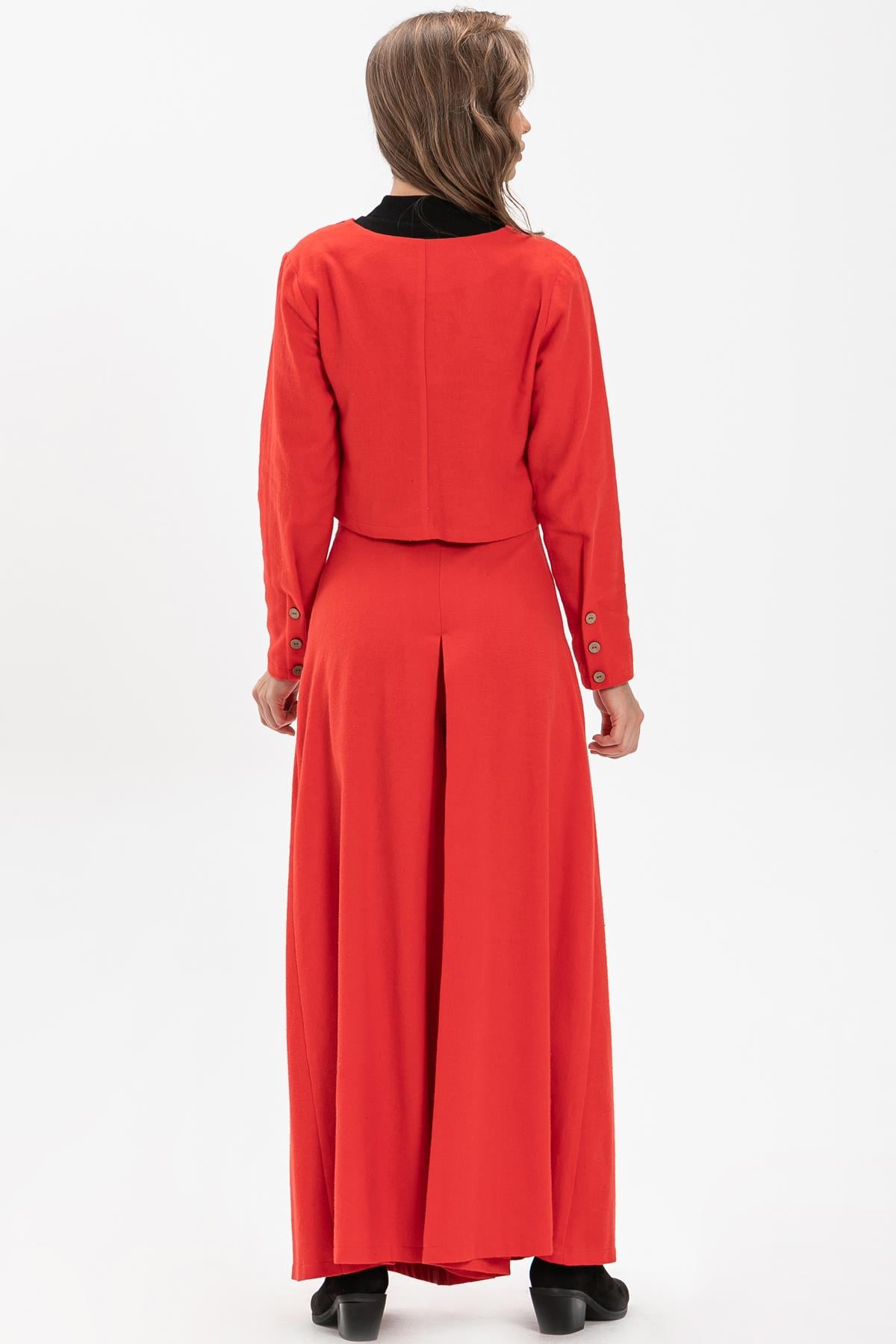 Pileli Flannel Trousers Skirt Red