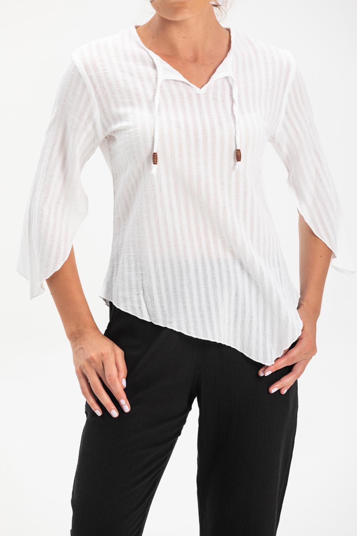 Rodos Gofre Bluz Beyaz Byz