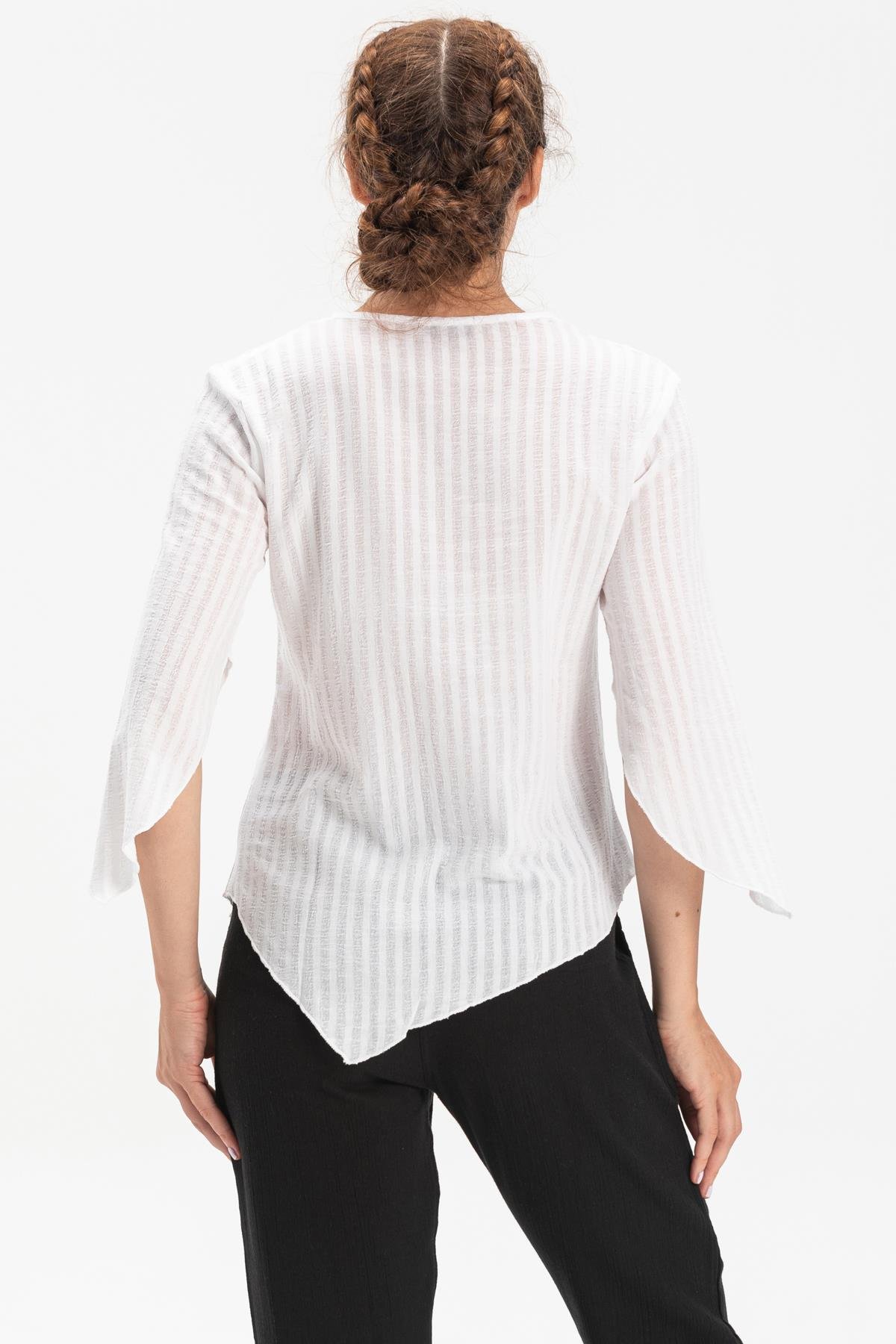 Rodos Gofre Bluz Beyaz Byz