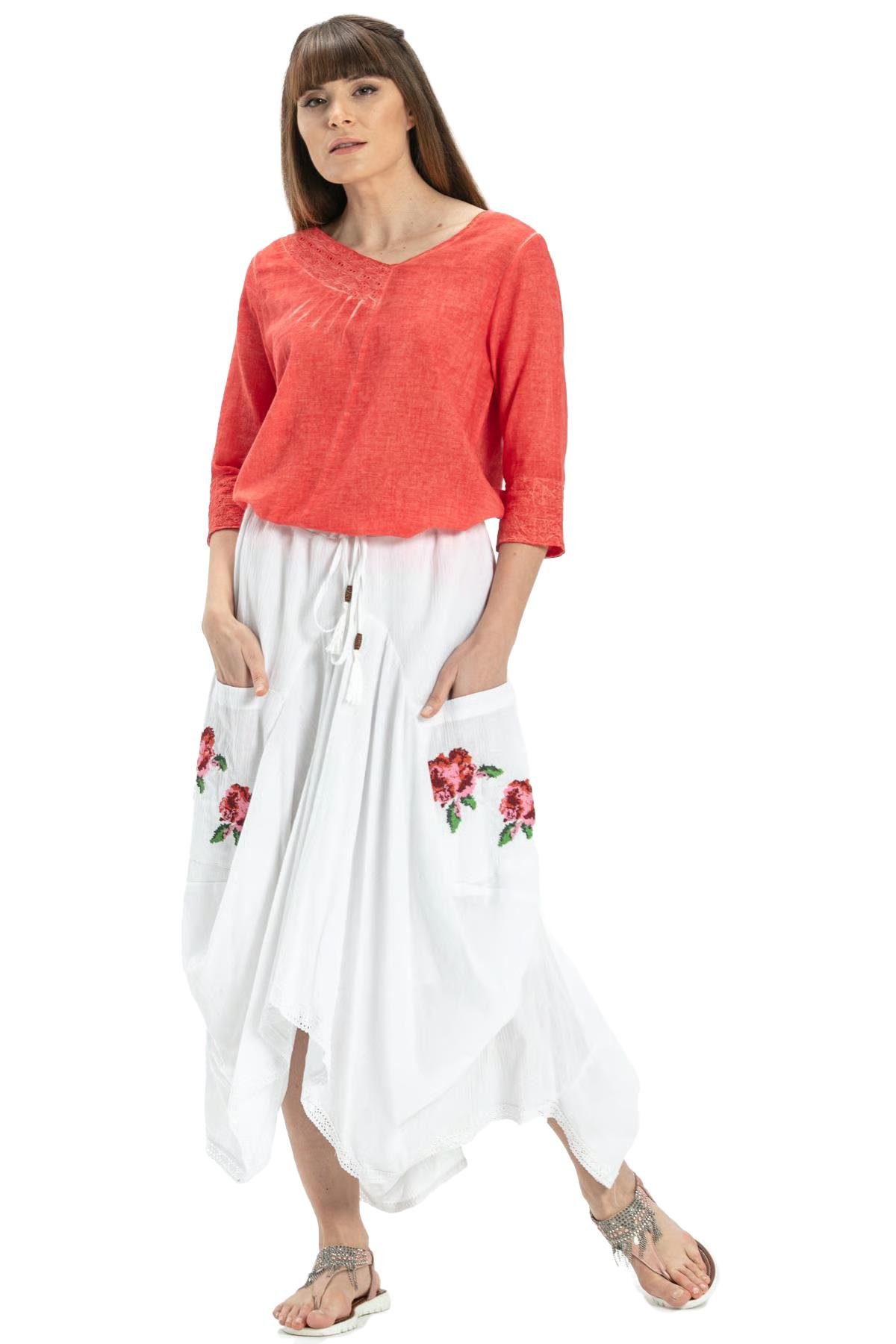 Rumeli Sile Fabric Skirt White