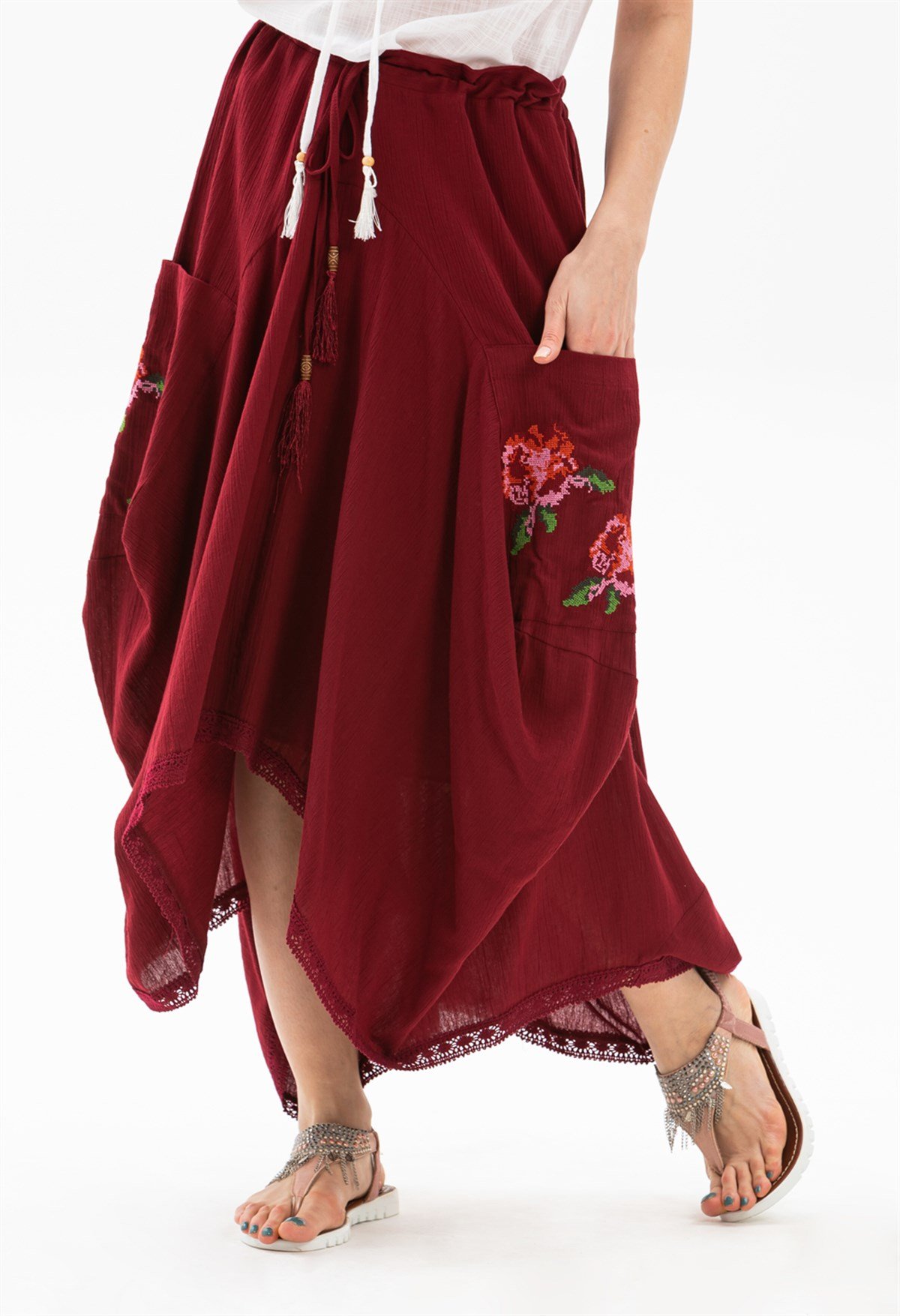 Rumeli Şile Bezi Etek Bordo