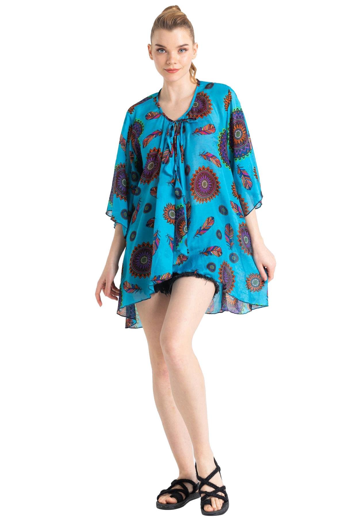 Side Vual Pareo Turkuaz Çizgili 6196