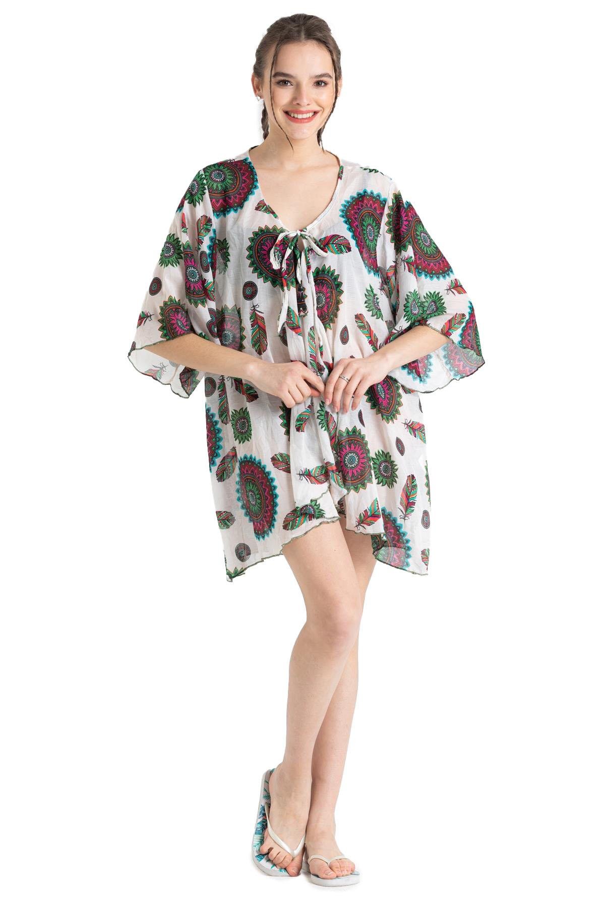 Side Vual Pareo Yeşil-Beyaz 6197