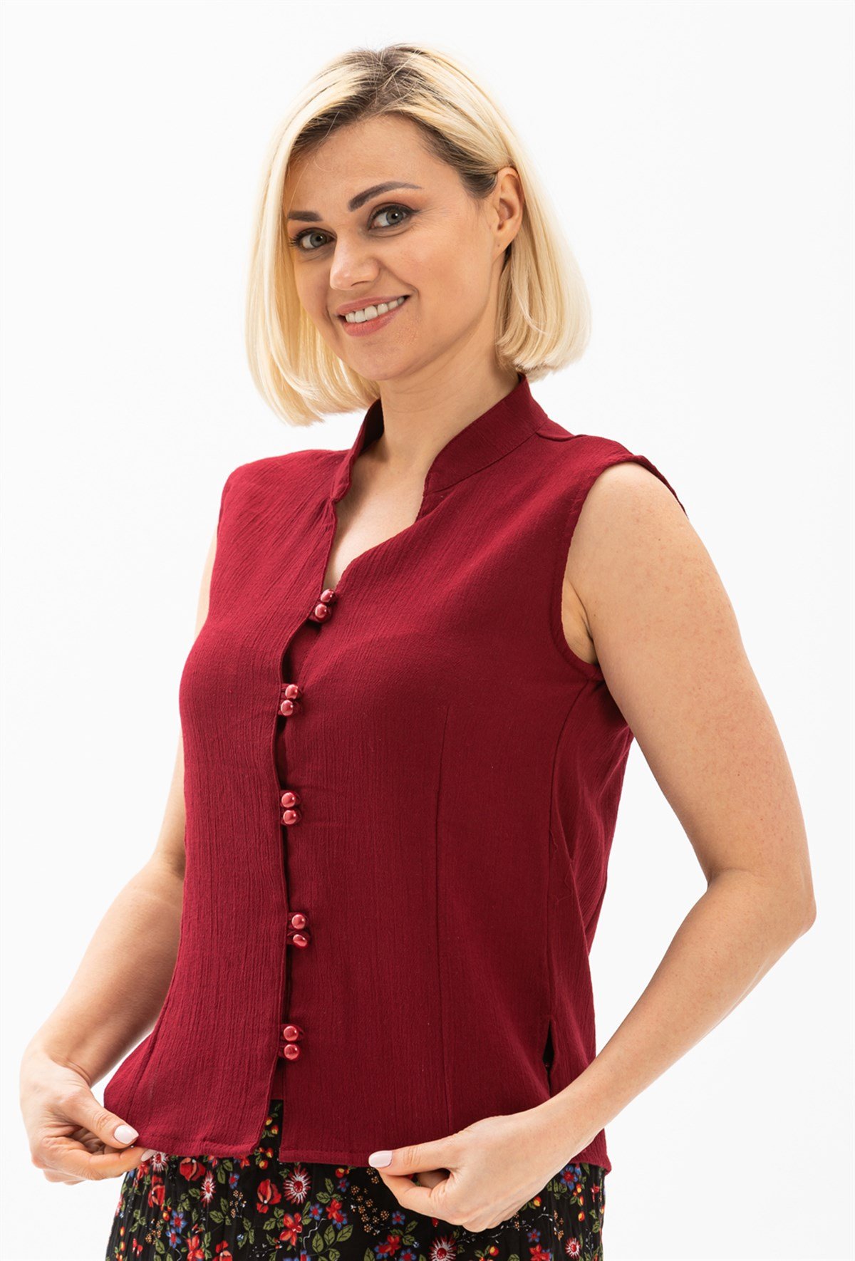 Şile Bezi Arzu Bluz Bordo