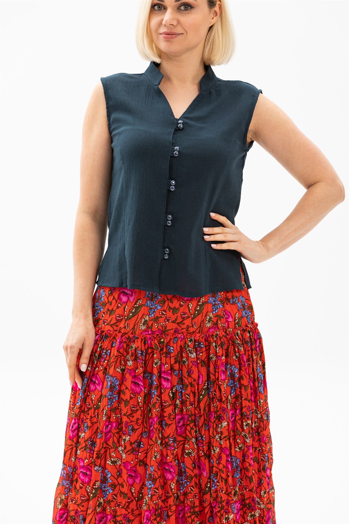 Şile Bezi Arzu Bluz Petrol