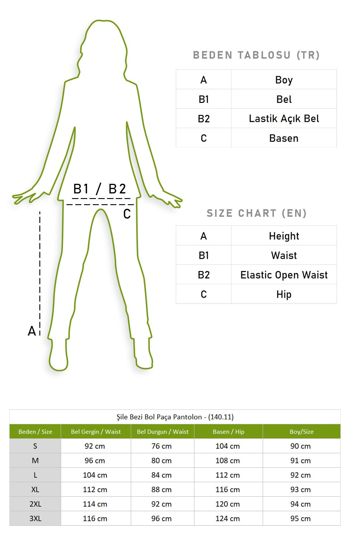 Şile Bezi Bol Paça Pantolon Yeşil Ysl