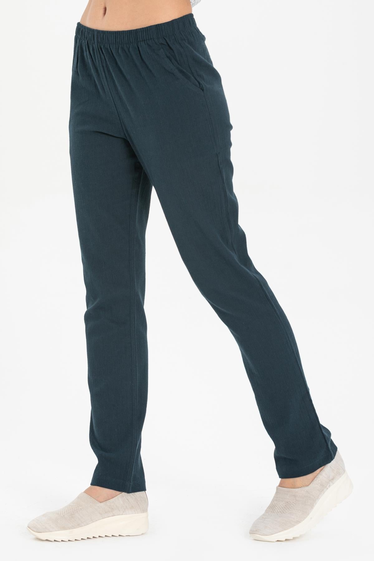 Sile Fabric Pocket Women Pants Petrol